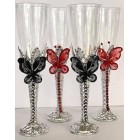 Clear Plastic Champagne Flutes Butterfly Base (Silver Base) 4 oz, 10 Count Party Supplies